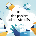 dans quelle poubelle jeter les papiers administratifs illustration tri vectorielle