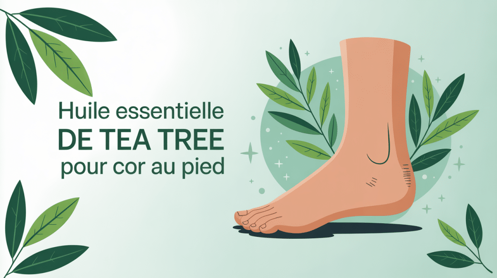 Illustration huile essentielle tea tree pour cors au pied