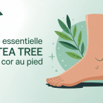 Illustration huile essentielle tea tree pour cors au pied
