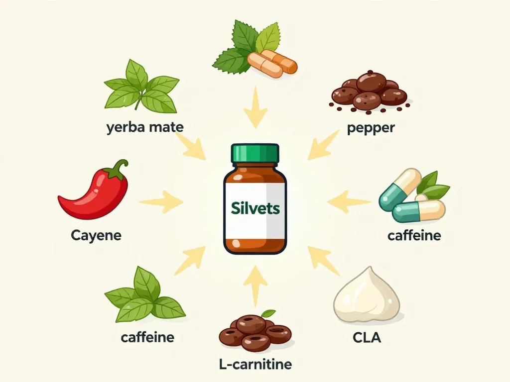 Silvets diagramme ingrédients végétaux et gélule