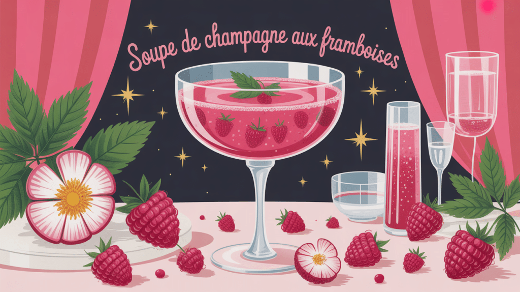 soupe de champagne aux framboises grande coupe festive