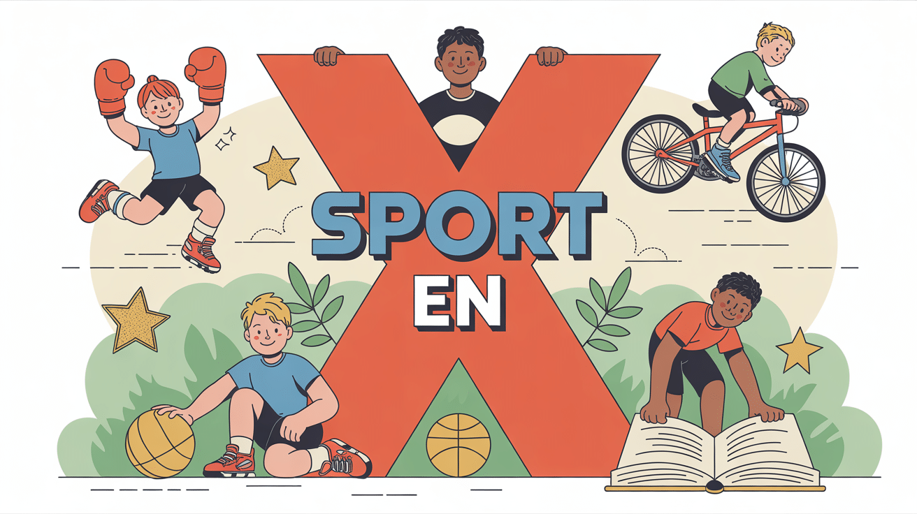 illustration ludique sport commencant par x