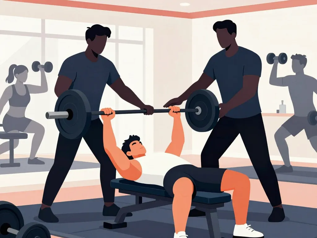 Spotter musculation assisté au banc et squat gym
