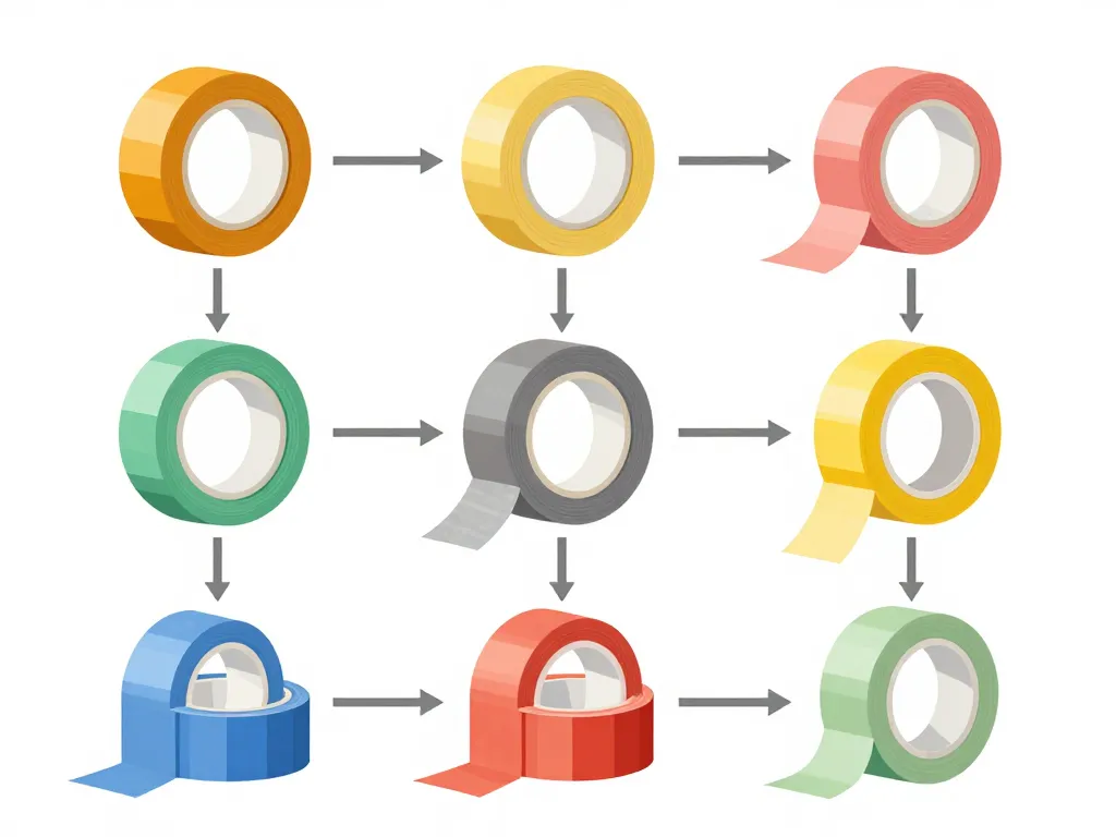 Tape tapes, catégorie de scotch et usages sur carton, mur, papier