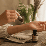 quelle huile essentielle pour le stress et l'anxiété, application sur poignet, huiles essentielles bio