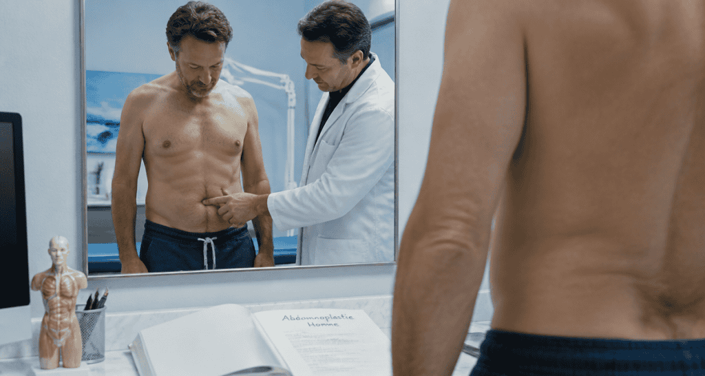 abdominoplastie homme en consultation avec chirurgien