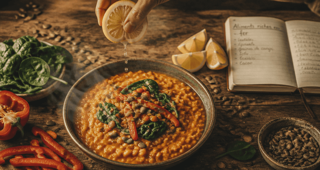 aliment riche en fer anemie curry lentilles citron