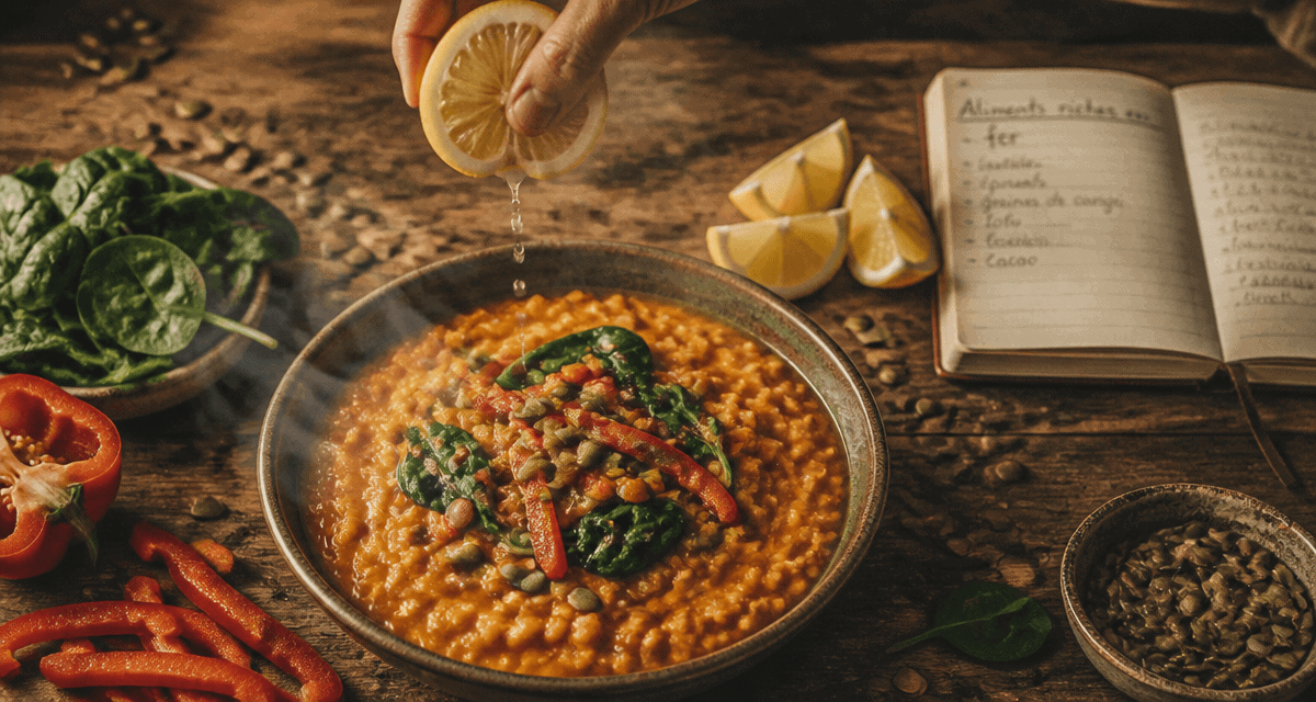 aliment riche en fer anemie curry lentilles citron