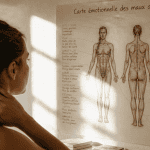 carte émotionnelle des maux du corps affichée en salle de consultation