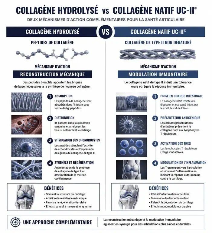 Comparatif scientifique collagène hydrolysé vs collagène natif UC-II pour le meilleur collagène type 2