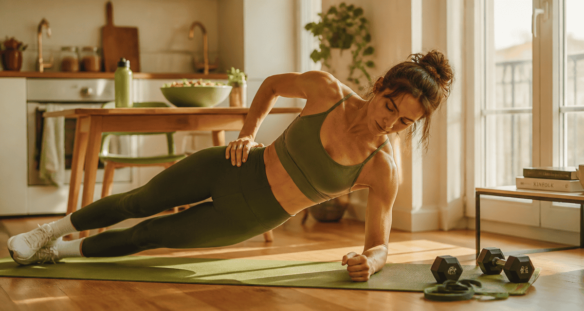 femmes fitness gainage latéral tapis