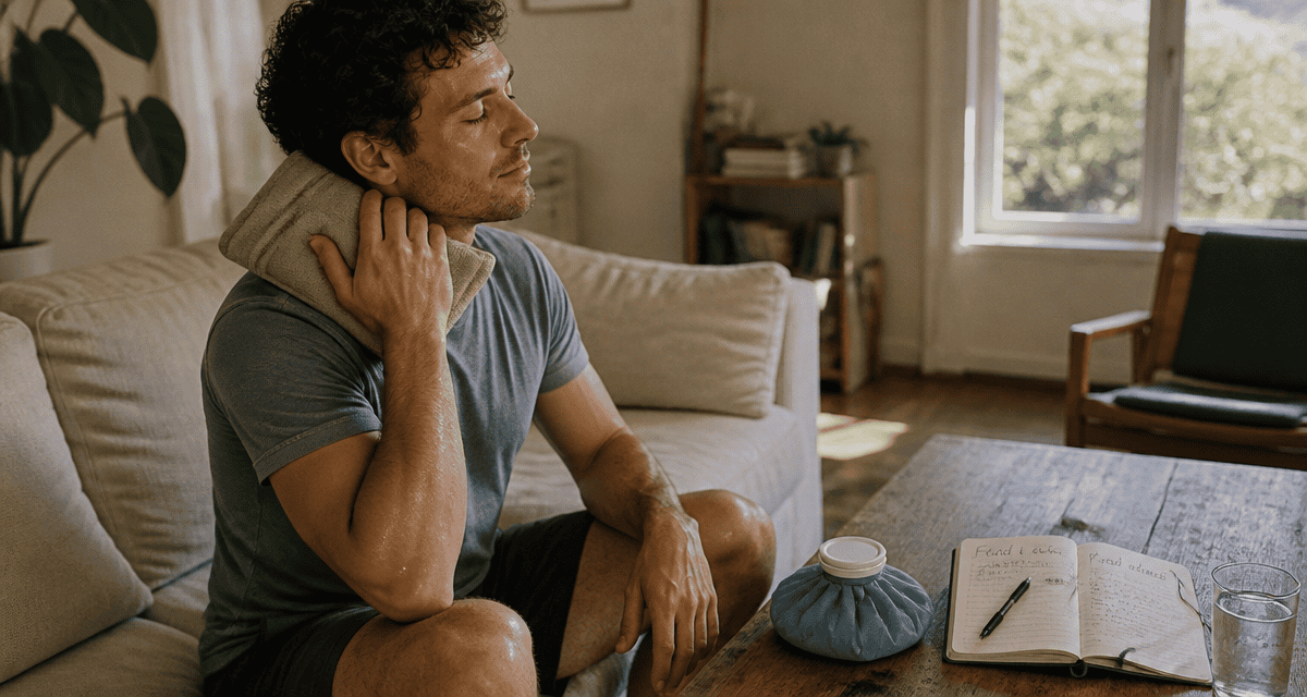 froid ou chaud sur contracture homme masse nuque
