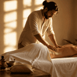 Massage du bas du dos avec huiles essentielles