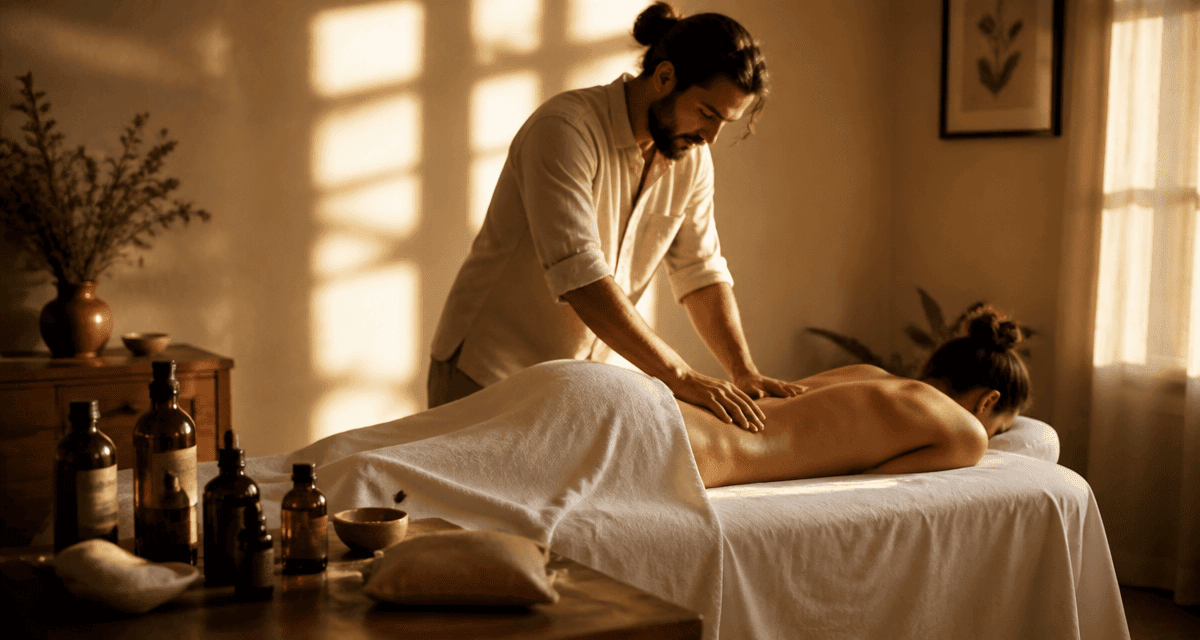 Massage du bas du dos avec huiles essentielles
