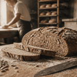 Pain complet bienfait sur table rustique