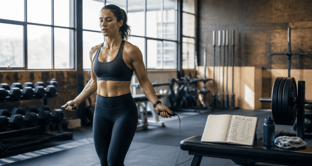 Saut a la corde et perte de poids femme sportive