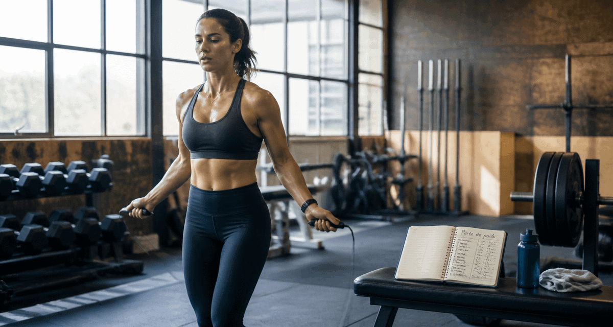 Saut a la corde et perte de poids femme sportive
