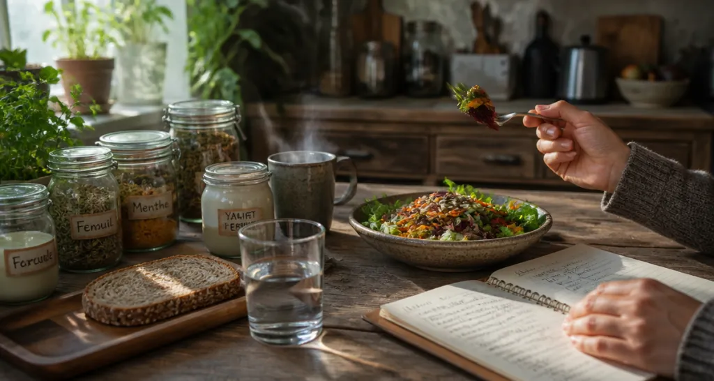 Aide pour la digestion table repas sain plantes