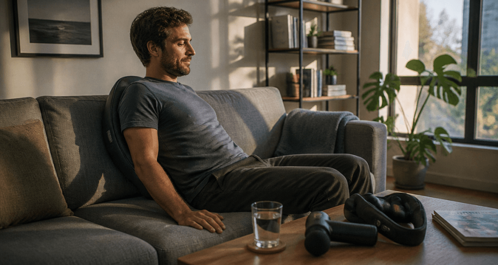 appareil de massage pour le dos sur canapé