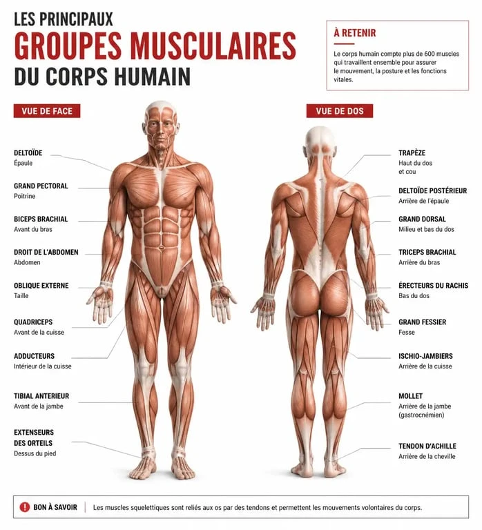 Schéma des muscles du corps pour le sport