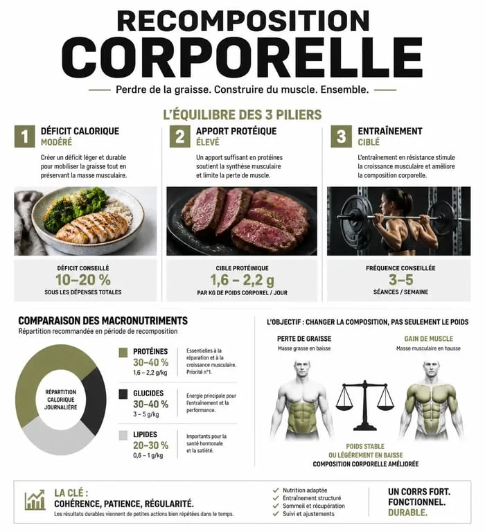Infographie sur l'alimentation pour prendre du muscle et perdre de la graisse