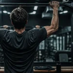 Muscle latissimus visible pendant une traction dos en salle de sport