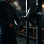 Musculation le matin en salle de sport calme, sportif avant squats