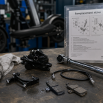 Changer etrier de frein : étrier disque de vélo démonté en atelier