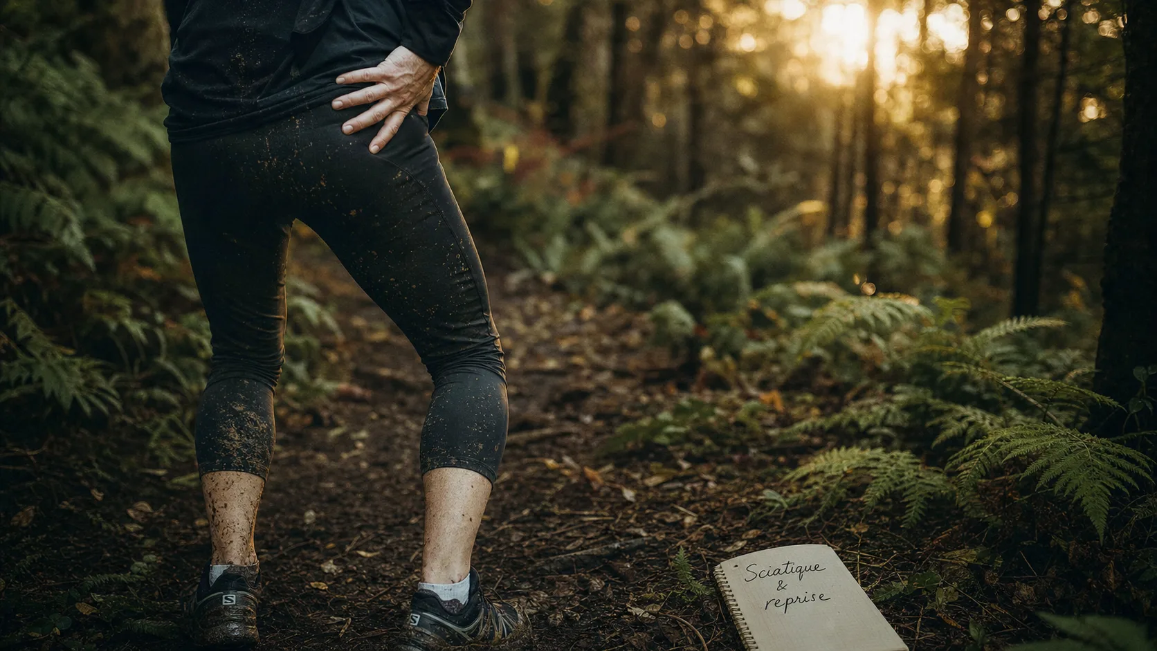 Courir avec une sciatique : reprise progressive, coureur sur sentier forestier
