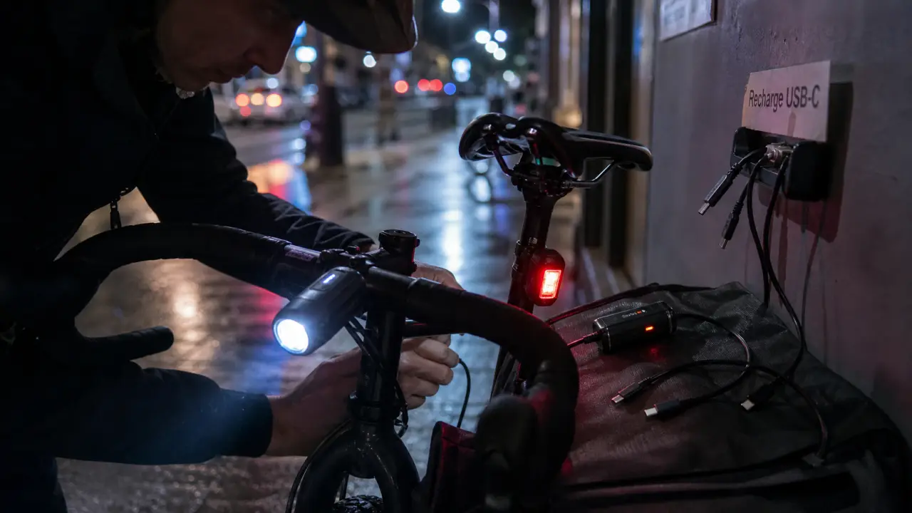 Éclairage vélo led rechargeable puissant USB-C, 2400 lumens sur cadre vélo