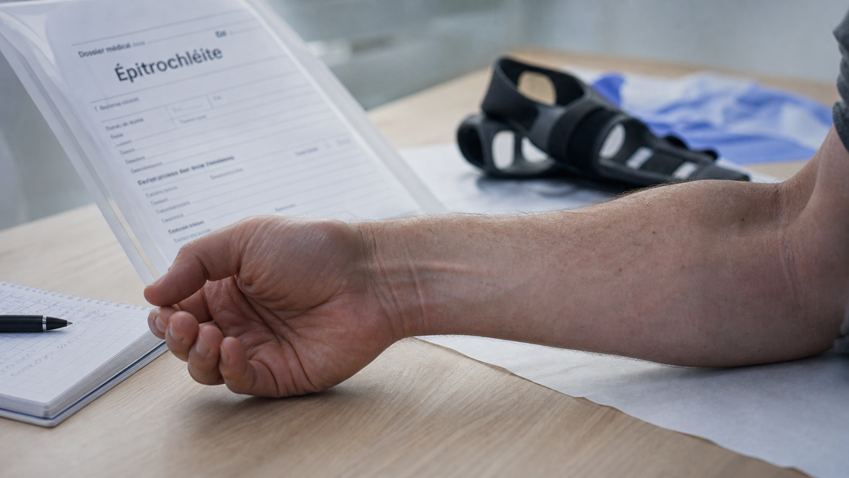 epitrochléite coude : douleur interne au coude, test du poignet en flexion