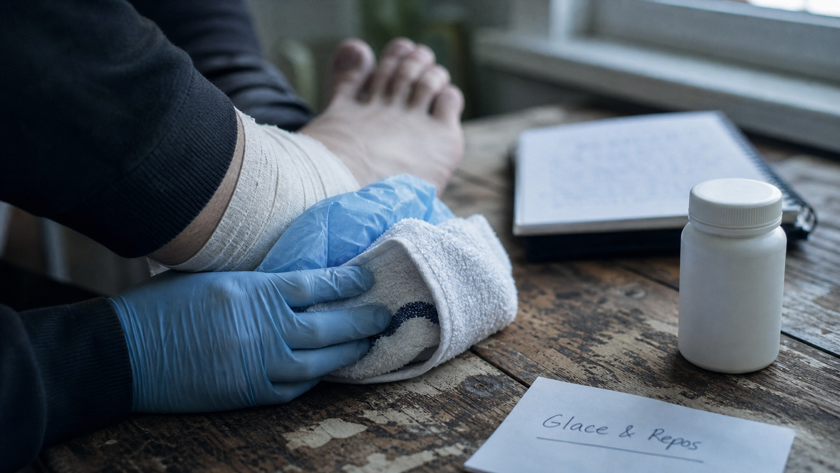 Ibuprofene tendinite : poche de glace sur tendon