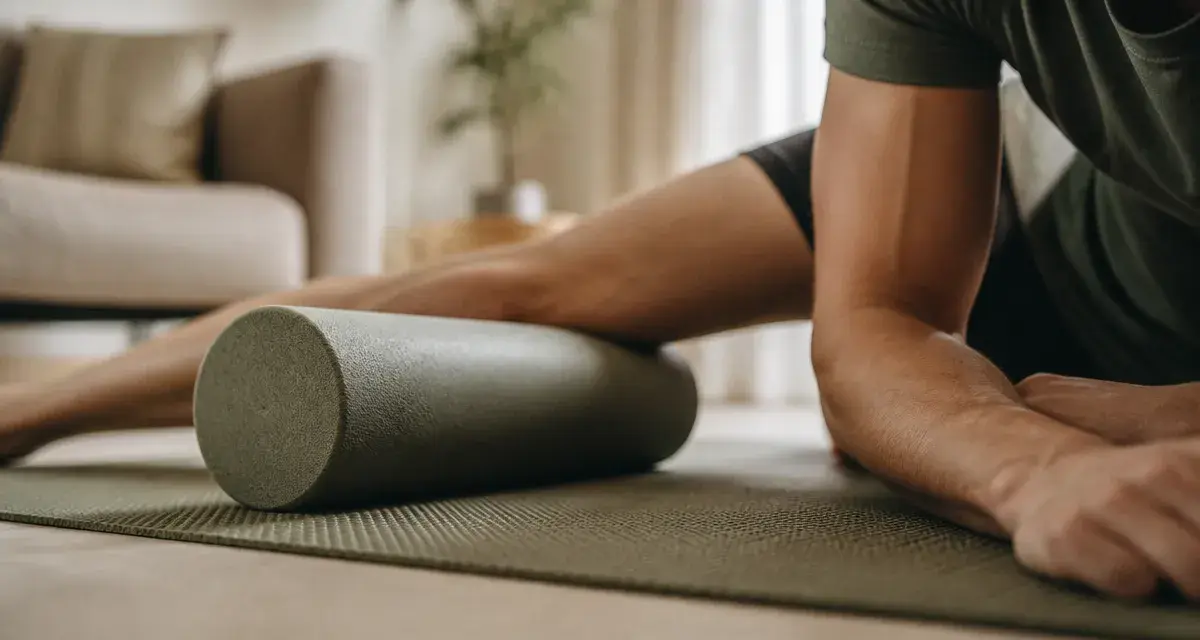 Auto-massage des mollets au rouleau en mousse pour la récupération