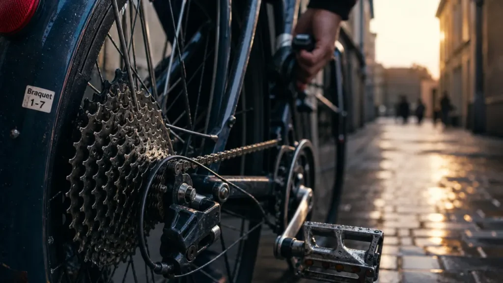 Vitesse vélo 1 à 7 : rapport sur le vélo, cassette et chaîne arrière