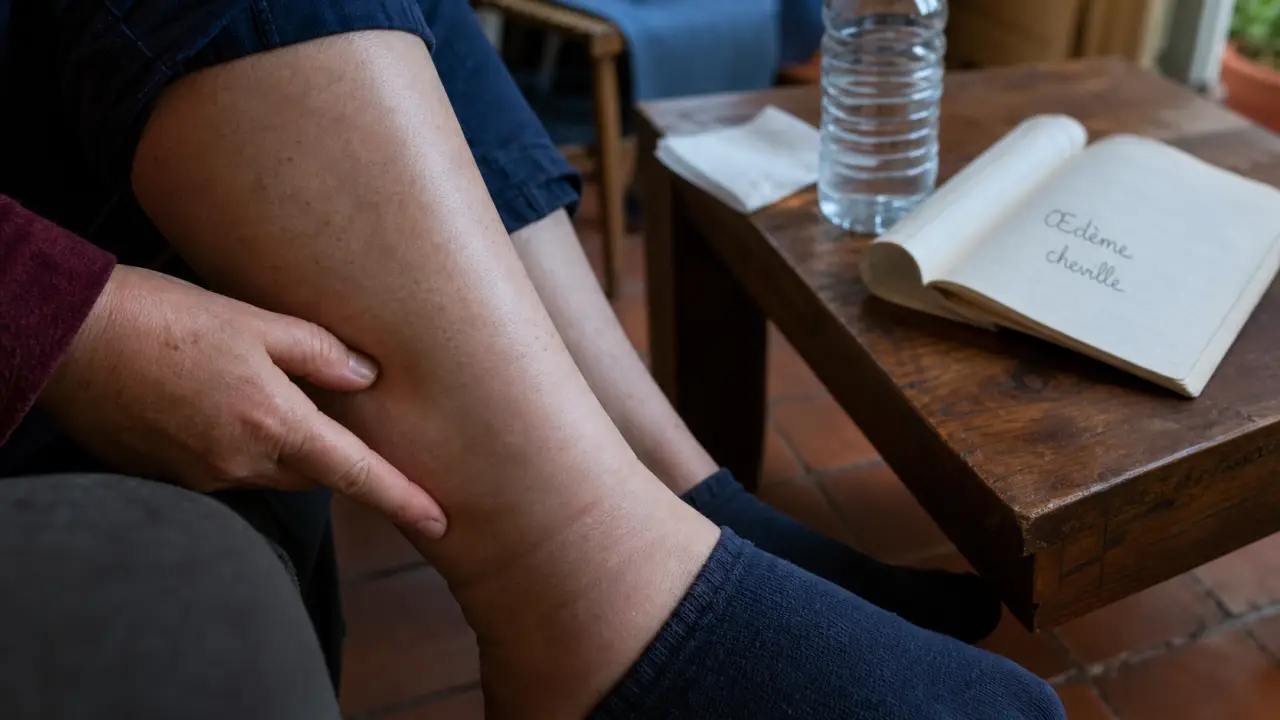 Chevilles qui enflent : œdème de la cheville, empreinte au doigt