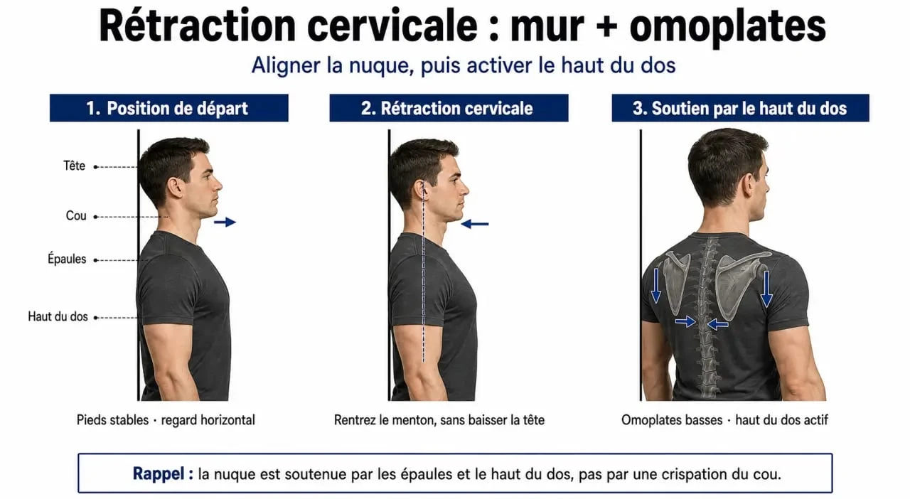 Muscler cervicales avec rétraction cervicale et renforcement des épaules