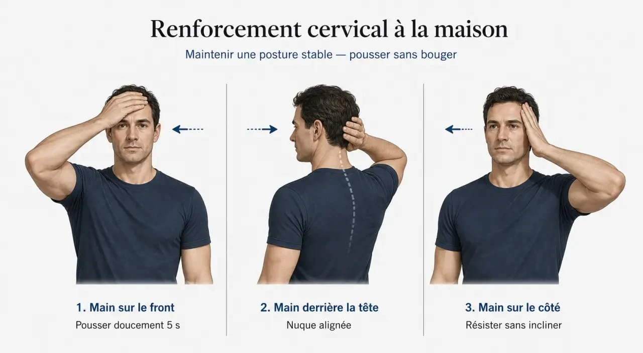 Muscler cervicales avec exercices isométriques simples à la maison