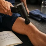 Massage vibrations sur le mollet, améliore circulation et récupération