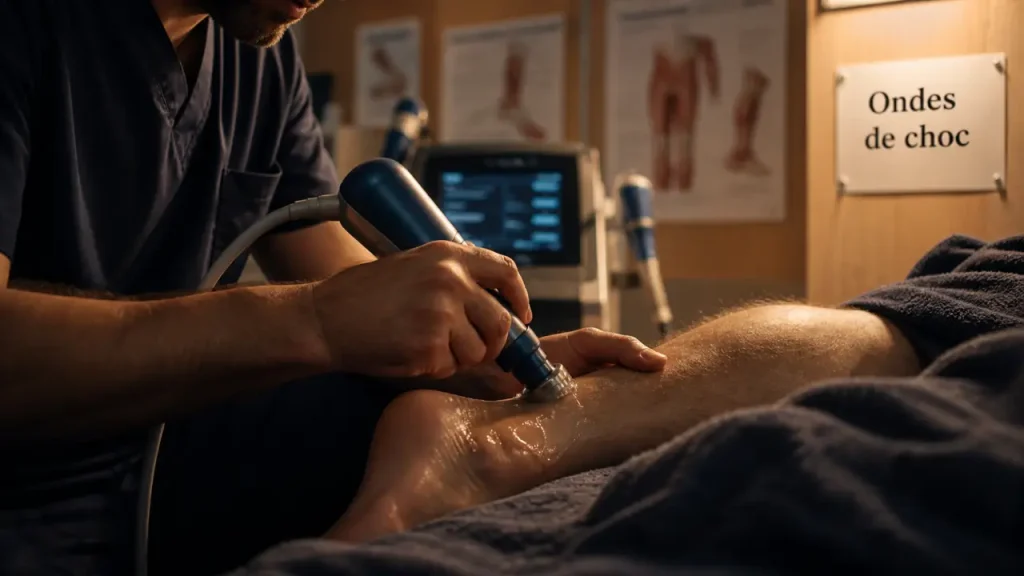 Ondes de choc et anti-inflammatoire sur un tendon, traitement anti-douleur