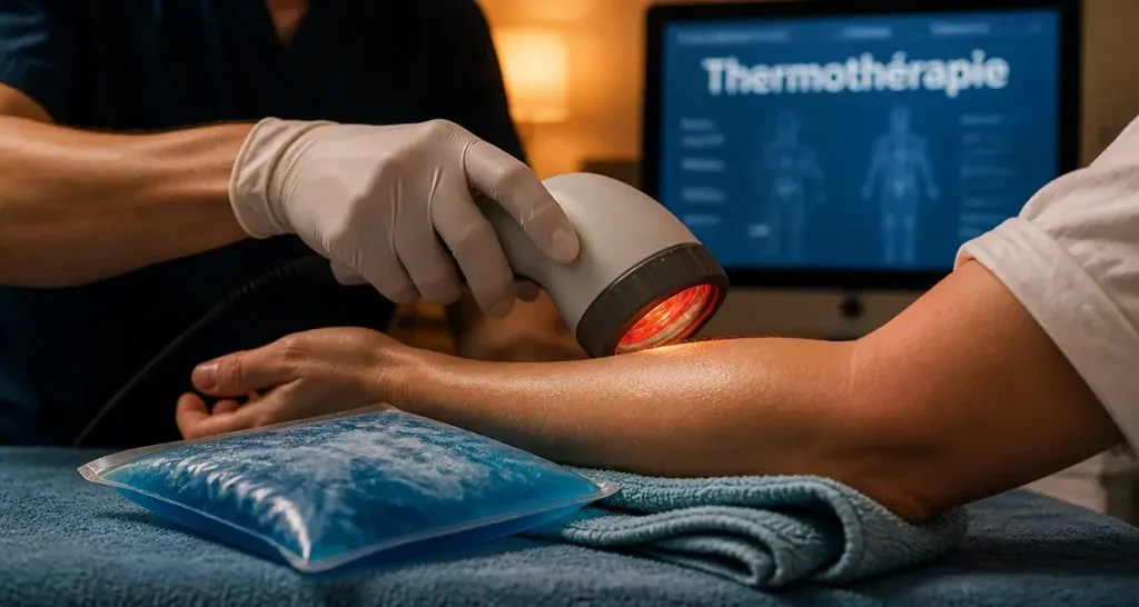 Thermothérapie chaud et froid pour soulager une douleur au bras