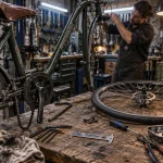 Atelier vélo Nantes : réparation vélo sur établi en atelier