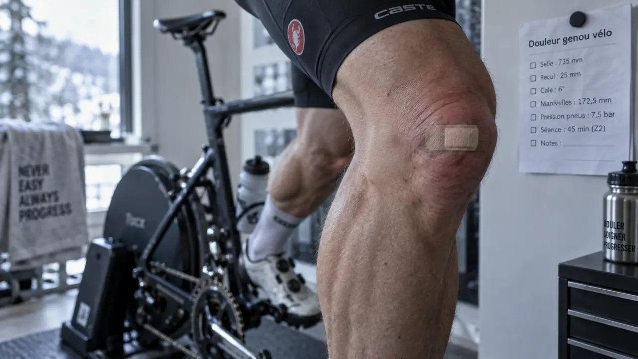 Douleurs genoux vélo : rotule sur home trainer, selle mal réglée