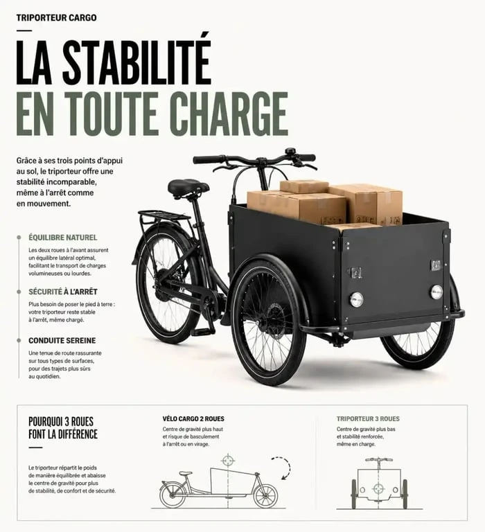 Vélo cargo triporteur pour le transport d'occasion à Nantes