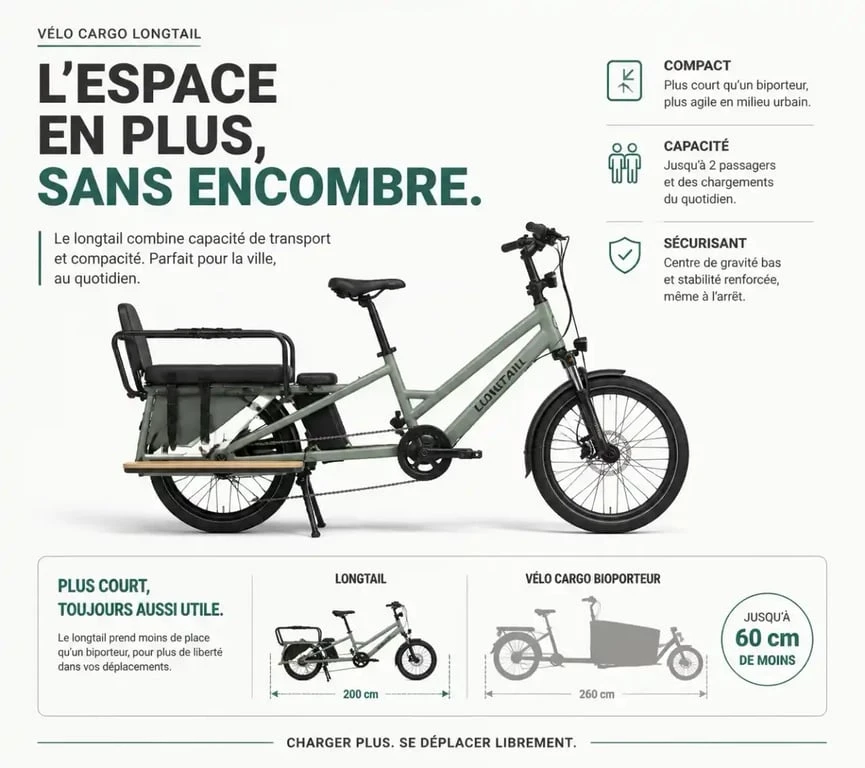 Vélo cargo longtail pour le transport d'occasion à Nantes