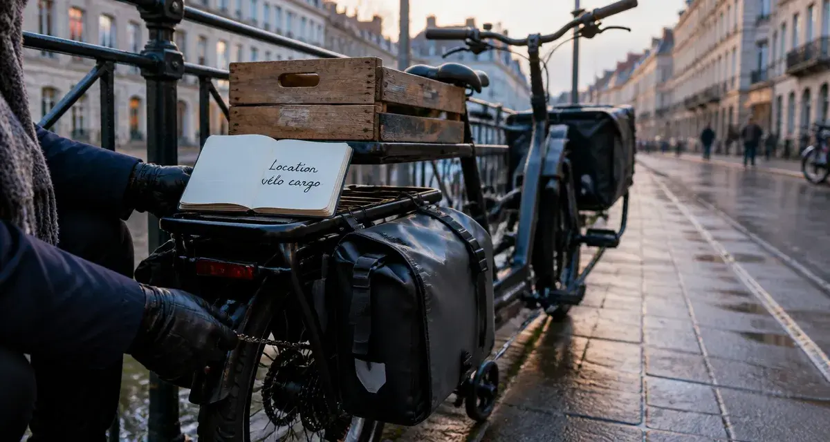 Location vélo cargo Nantes : vélo longtail garé près du quai