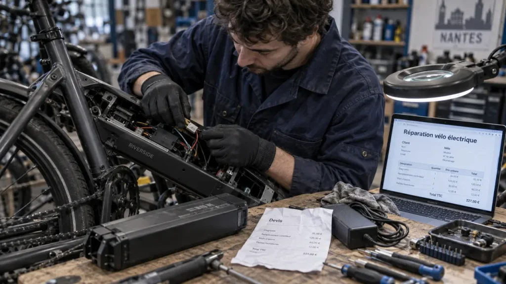 Réparation vélo électrique à Nantes : devis et technicien en atelier