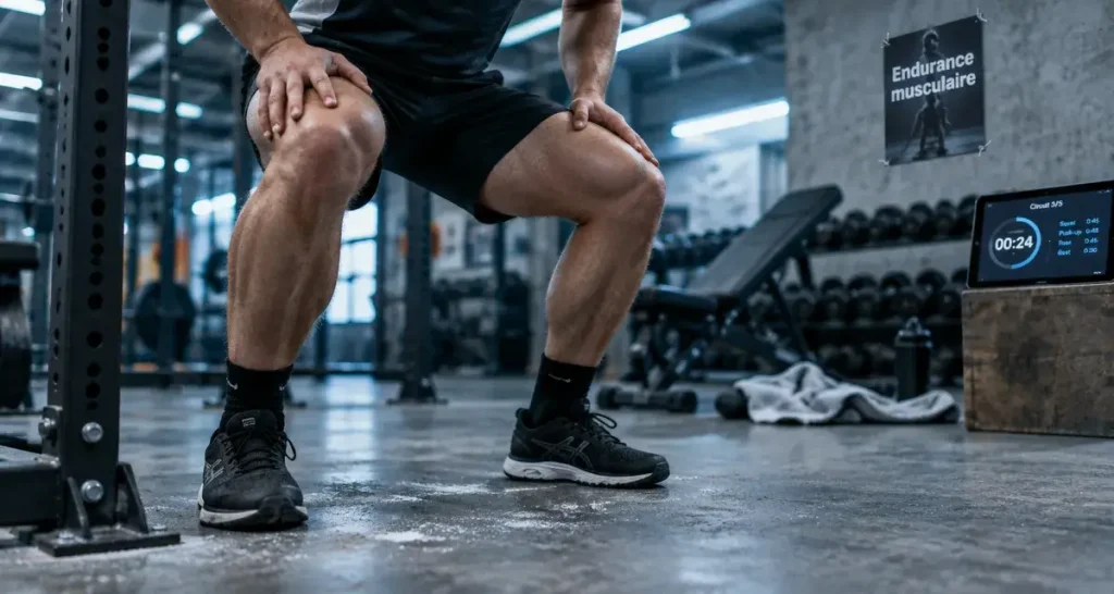 Endurance musculation : squats contrôlés pour 15 à 25 répétitions
