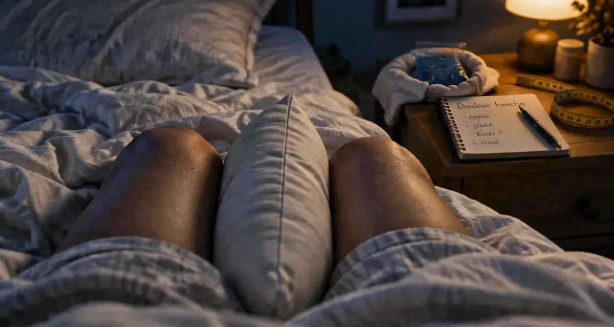 Mal hanche la nuit : lit avec coussin entre les genoux